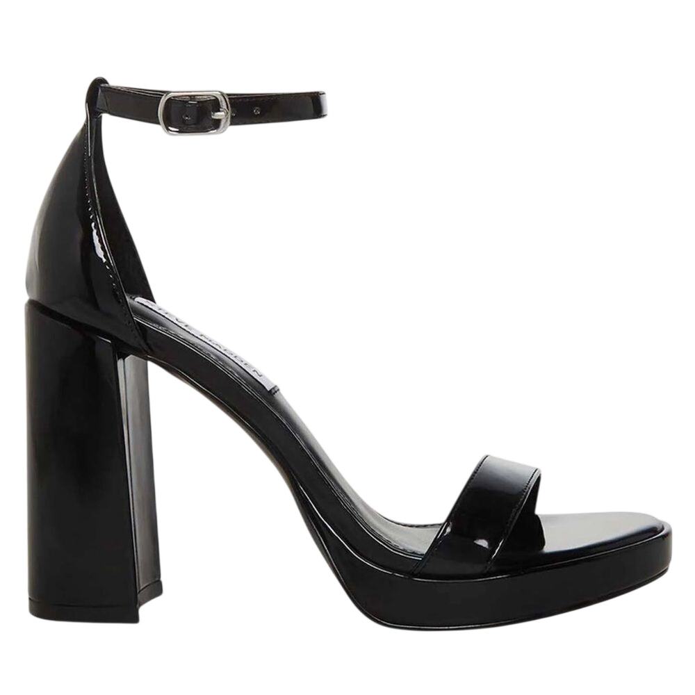 Steve Madden SUSAN BLACK PATENT Black Sandals Size 10 - Picture 1 of 4